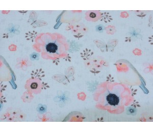 Double Gauze Musselin Rotkehlchen weiss